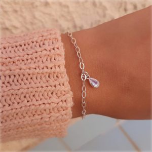 Pulseira prata com 1 gotinha de zircônia / 19 cm / Cod. LD170/ R$45,99