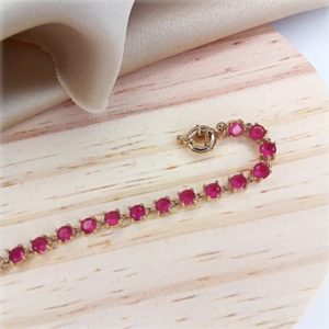 PULSEIRA LINHA LUXO- SEMI JOIA- OURO - ZIRCONIA ROSA