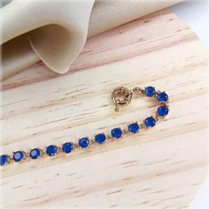 PULSEIRA LINHA LUXO- SEMI JOIA- OURO - ZIRCONIA AZUL